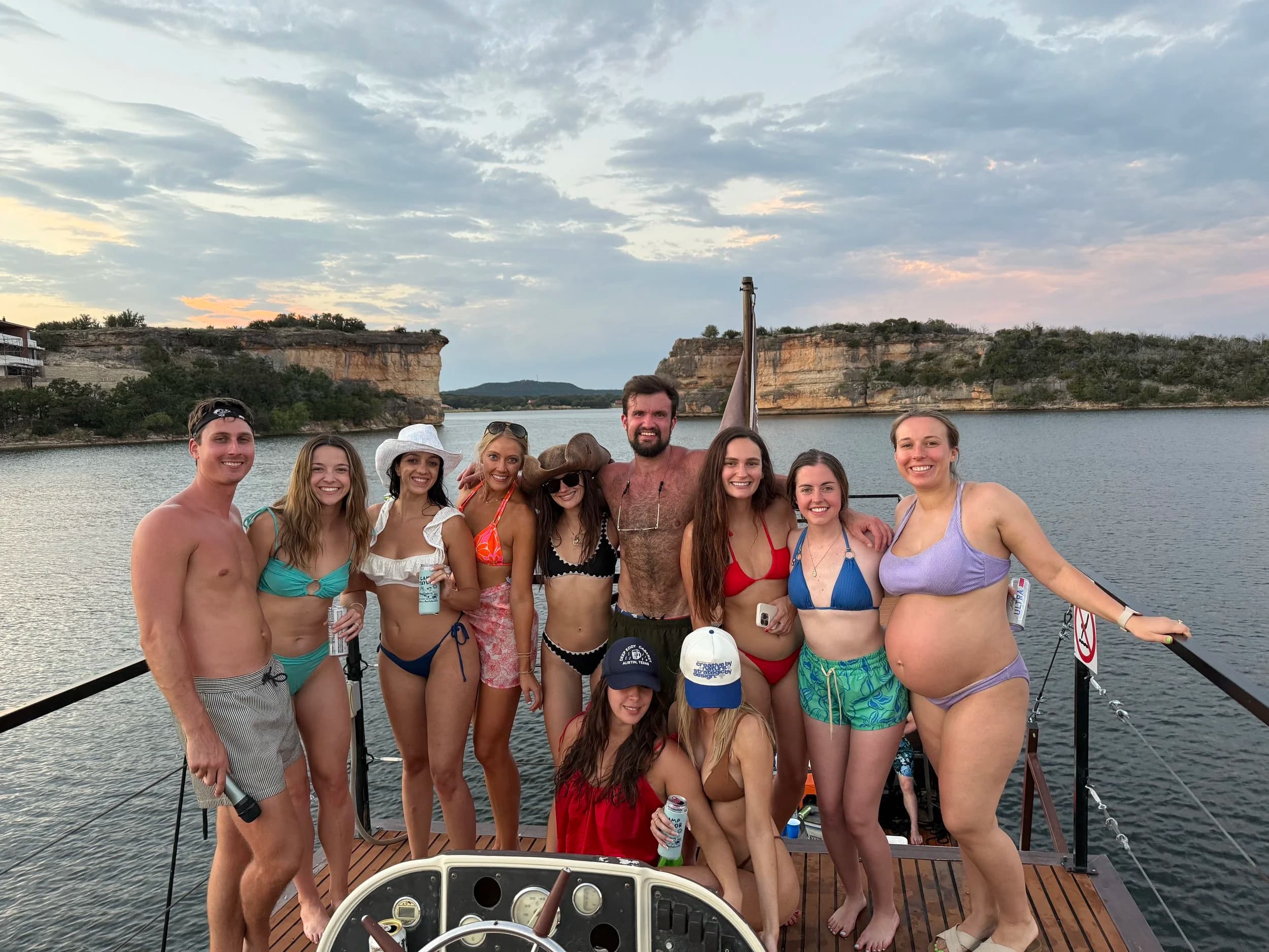 Sunset cruise group on deck